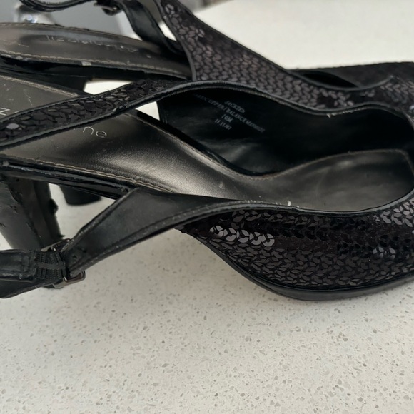 Liz Claiborne Sequin Black slingback Heels, size 10M - Picture 3 of 8